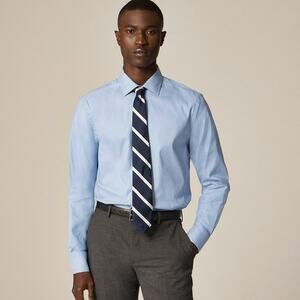 J.Crew Bowery Performance Stretch Dress Shirt Mens L Lake Blue Twill Long Sleeve